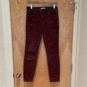 GUC Madewell High Riser Skinny ankle jeans in dark red, size 28